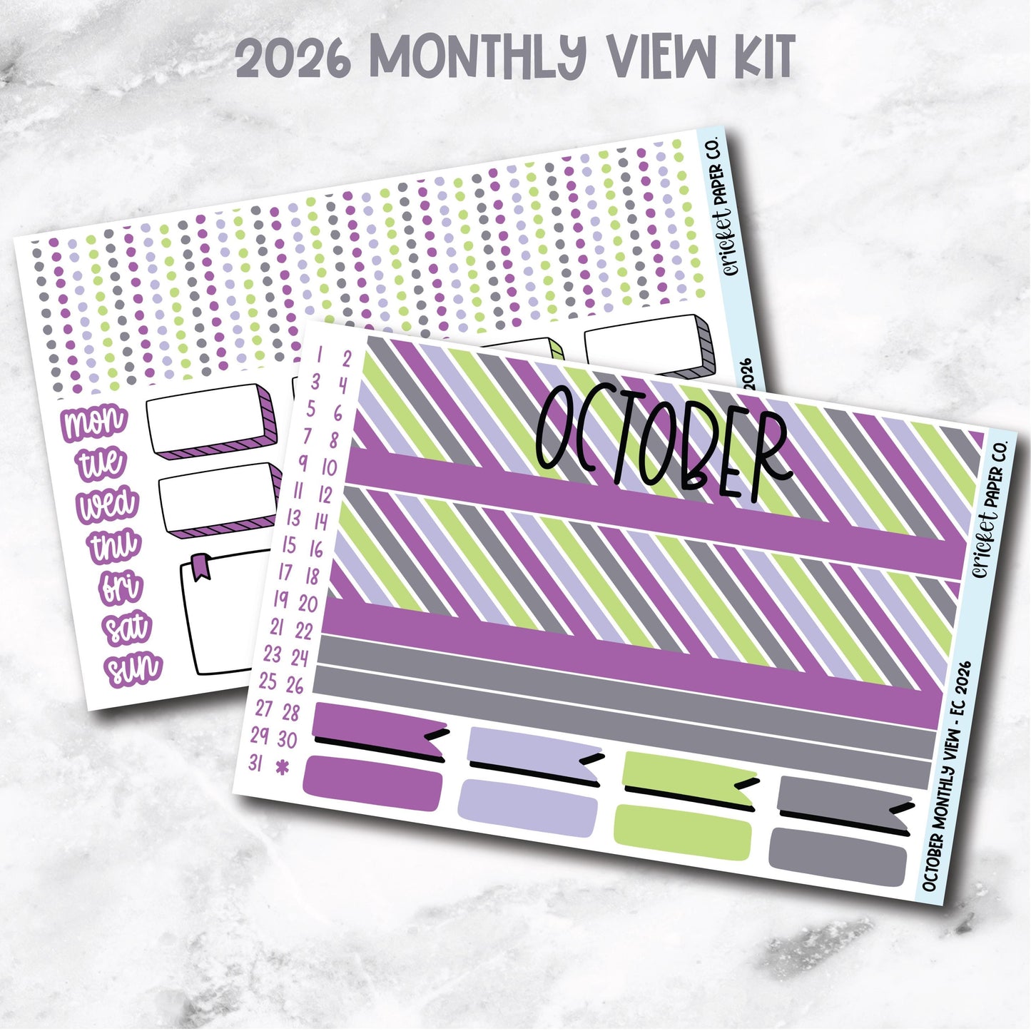 October Monthly View Planner Sticker Kit - 2026