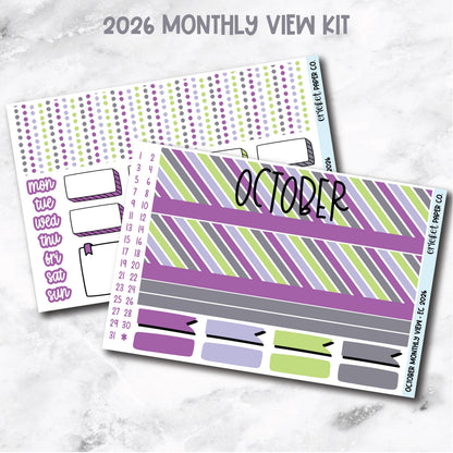 October Monthly View Planner Sticker Kit - 2026