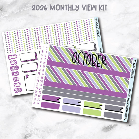 October Monthly View Planner Sticker Kit - 2026