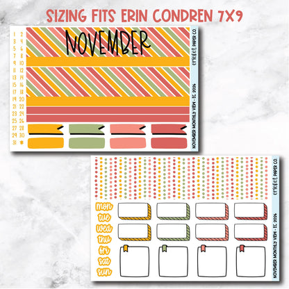 November Monthly View Planner Sticker Kit - 2026