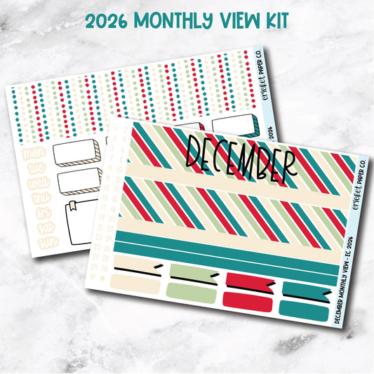 December Monthly View Planner Sticker Kit - 2026