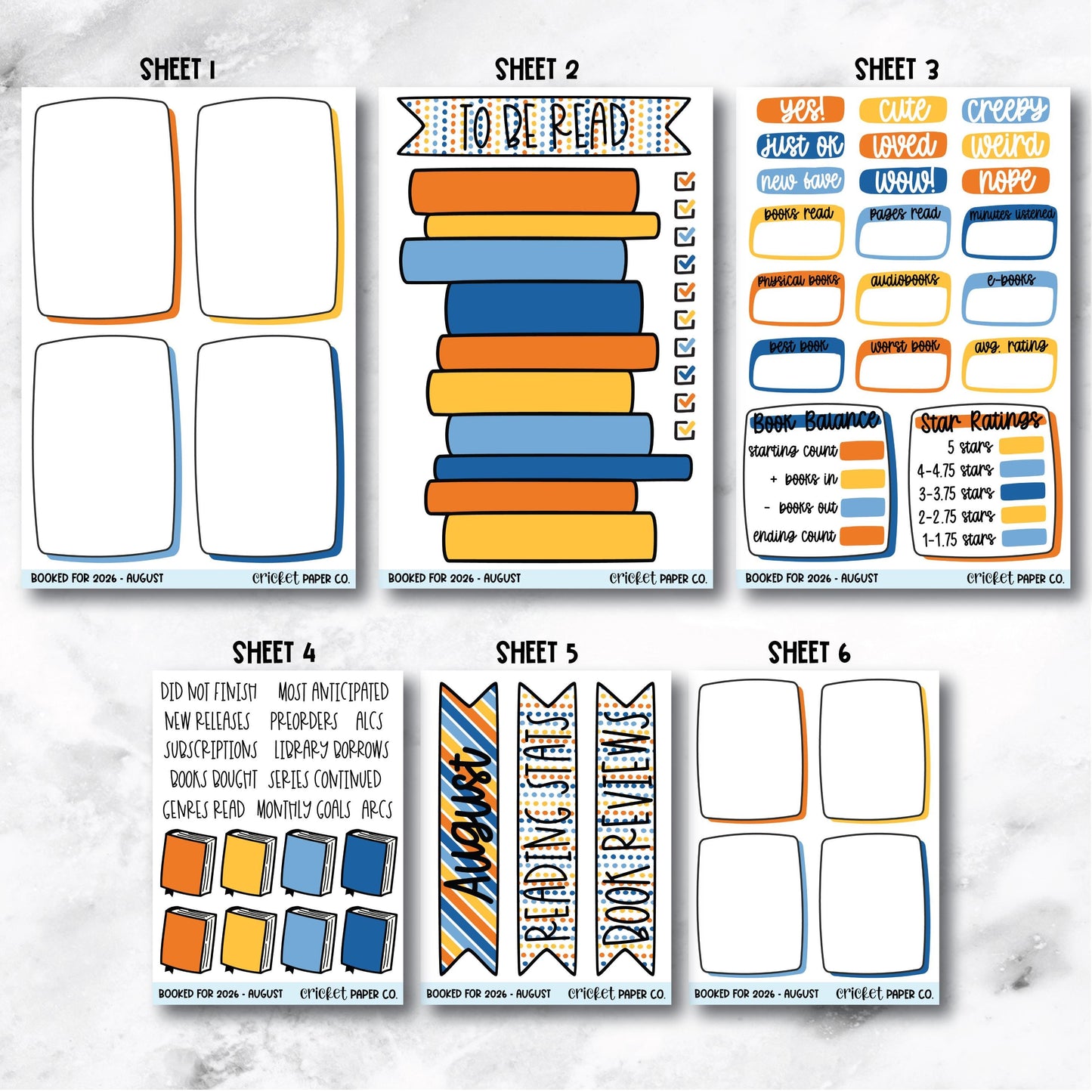 Book and Reading Journal Stickers - August