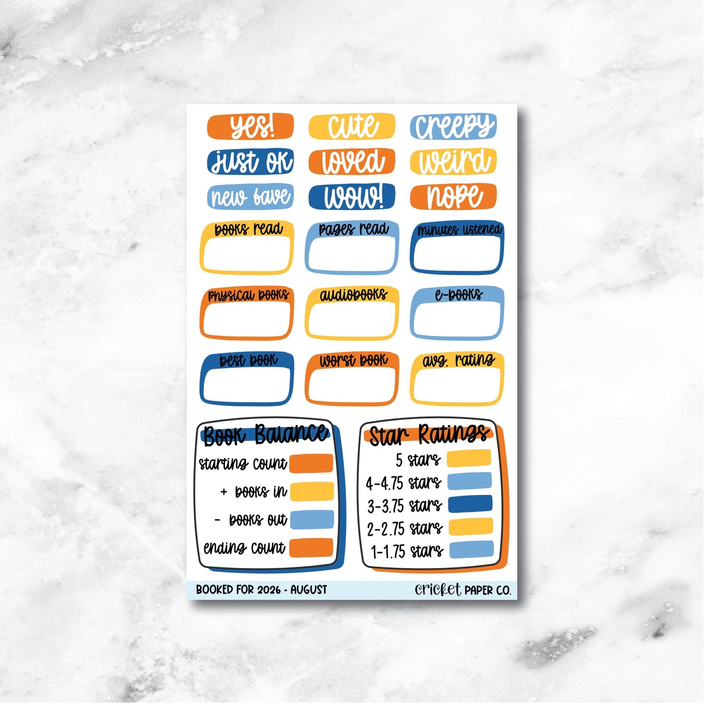 Book and Reading Journal Stickers - August