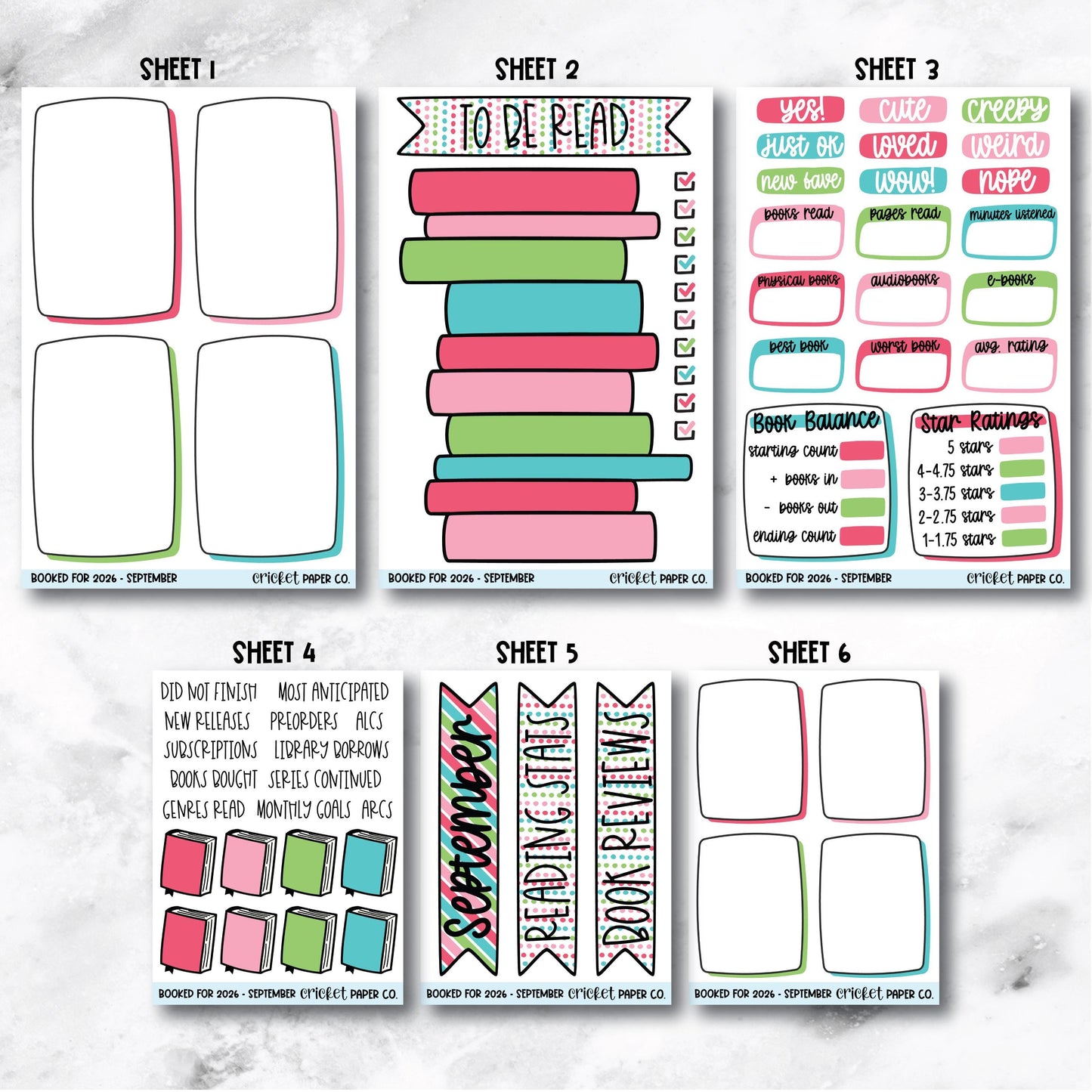 Book and Reading Journal Stickers - September