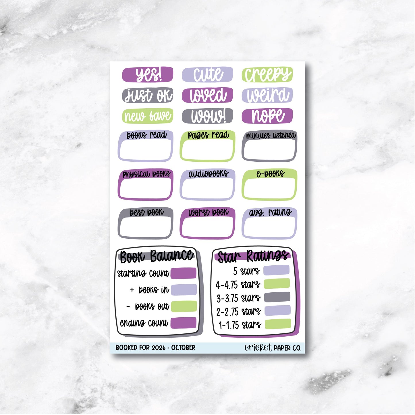 Book and Reading Journal Stickers - October