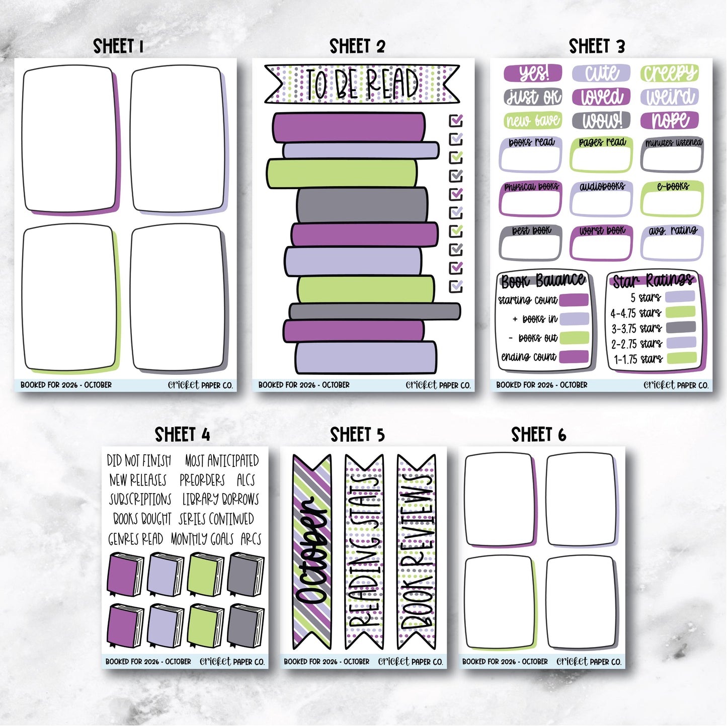Book and Reading Journal Stickers - October