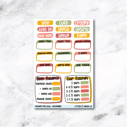 Book and Reading Journal Stickers - November