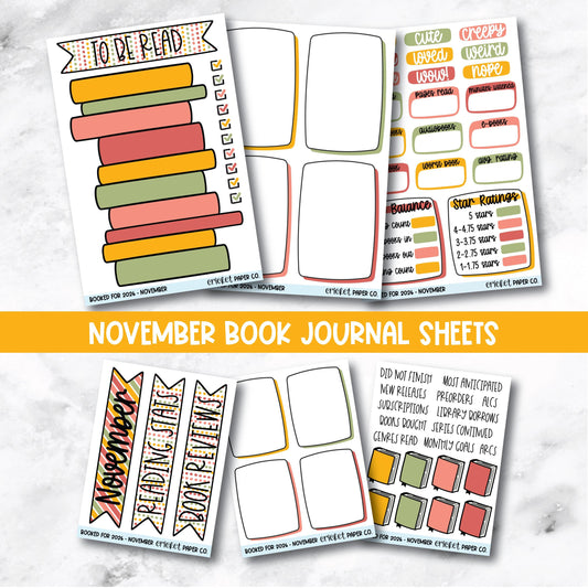 Book and Reading Journal Stickers - November