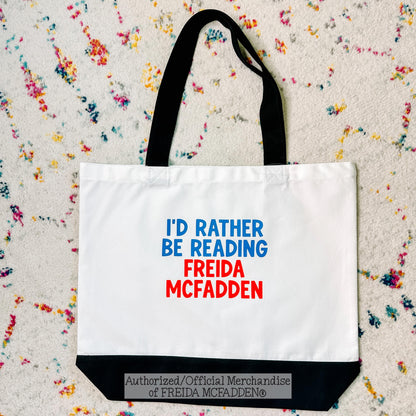 Rather Be Reading Freida Premium Canvas Tote - Official Merchandise of Freida McFadden