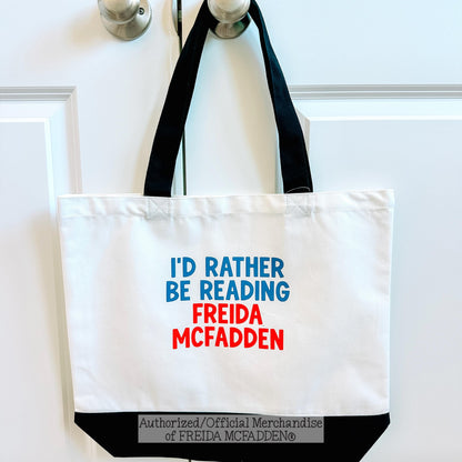 Rather Be Reading Freida Premium Canvas Tote - Official Merchandise of Freida McFadden
