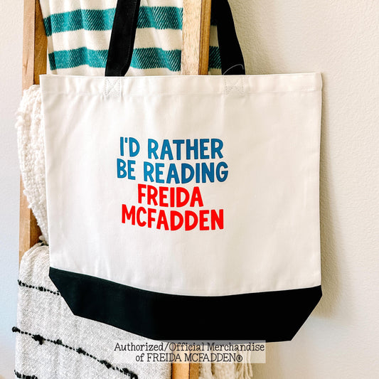 Rather Be Reading Freida Premium Canvas Tote - Official Merchandise of Freida McFadden