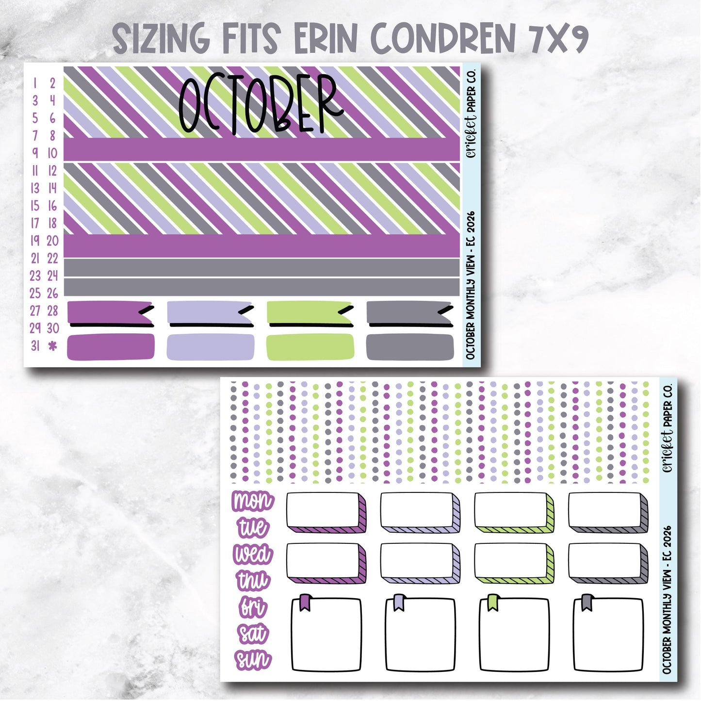 October Monthly View Planner Sticker Kit - 2026