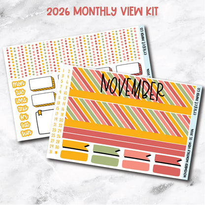 November Monthly View Planner Sticker Kit - 2026