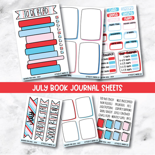 Book and Reading Journal Stickers - July