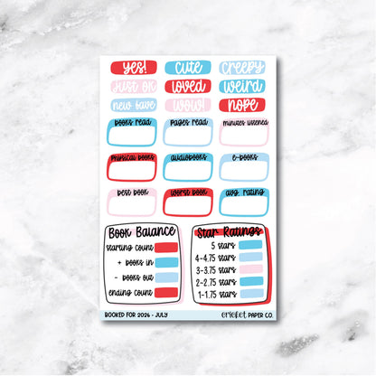 Book and Reading Journal Stickers - July