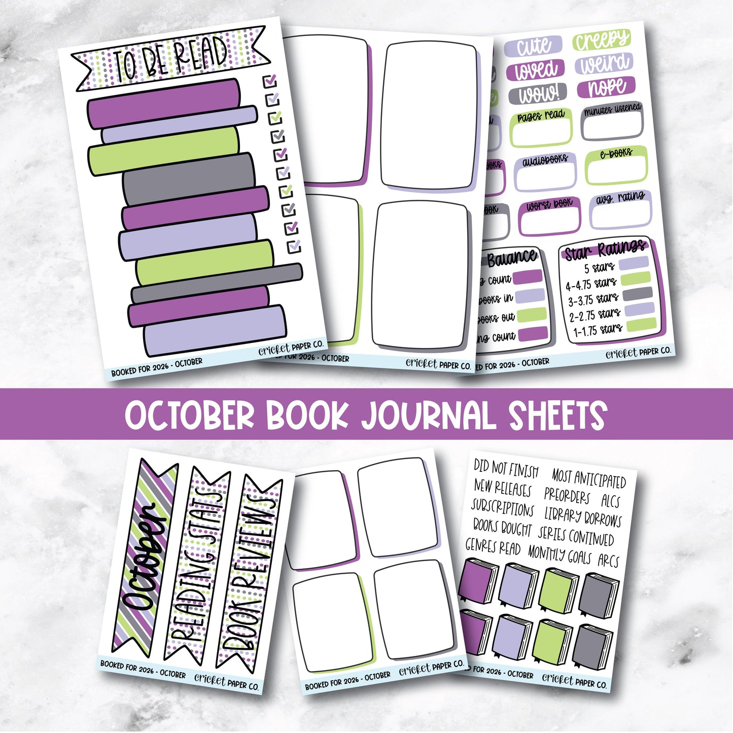 Book and Reading Journal Stickers - October