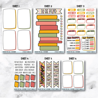 Book and Reading Journal Stickers - November
