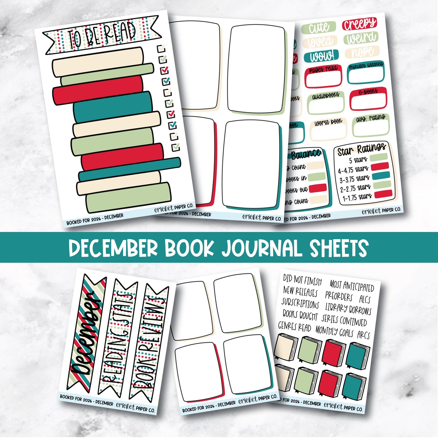 Book and Reading Journal Stickers - December