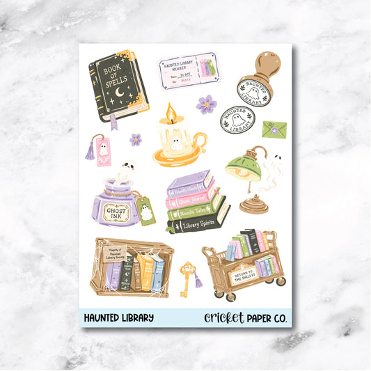 Decorative Planner and Journal Stickers - Haunted Library